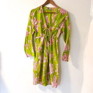 Malabar Bay Women’s Tunic Swim Cover Up Green and Pink Size Small